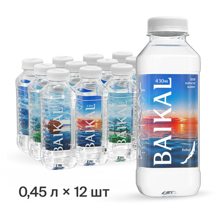 Вода БАЙКАЛ 430 (BAIKAL430) глубинная байкальская, ПЭТ 0.45 литра