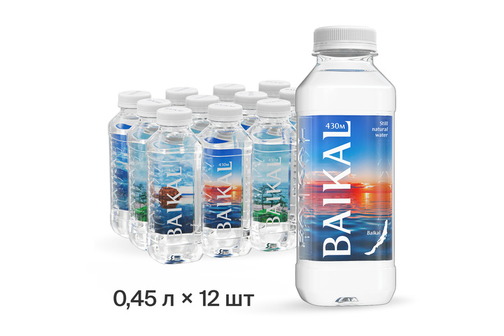 Вода БАЙКАЛ 430 (BAIKAL430) глубинная байкальская, ПЭТ 0.45 литра