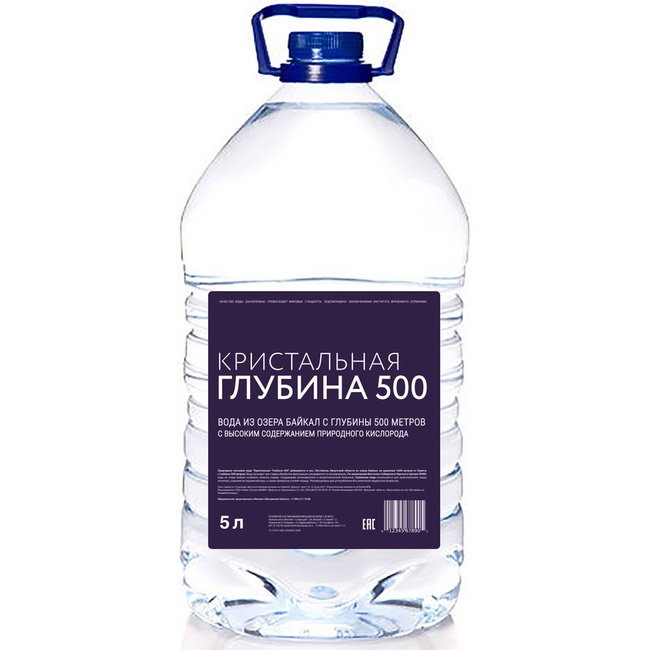 Глубинная байкальская вода «Кристальная глубина 500», ПЭТ 5 литро...