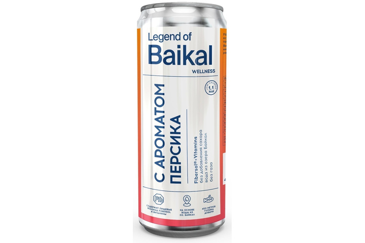 Напиток негазированный Legend of Baikal WELLNESS с ароматом персика, 0.33 литра