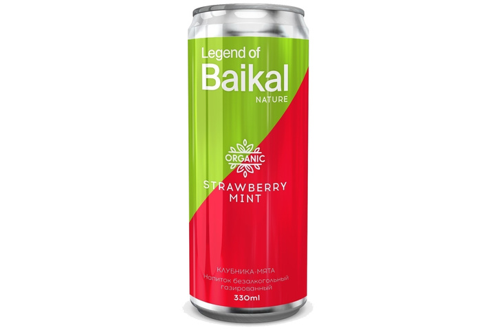 Напиток газированный Legend of Baikal NATURE с ароматом клубники и мяты, 0.33 литра