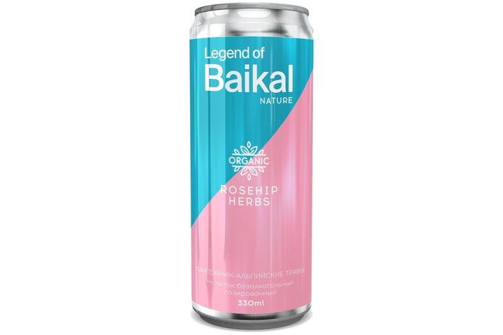 Напиток газированный Legend of Baikal NATURE с ароматом шиповника и альпийских трав, 0.33 литра