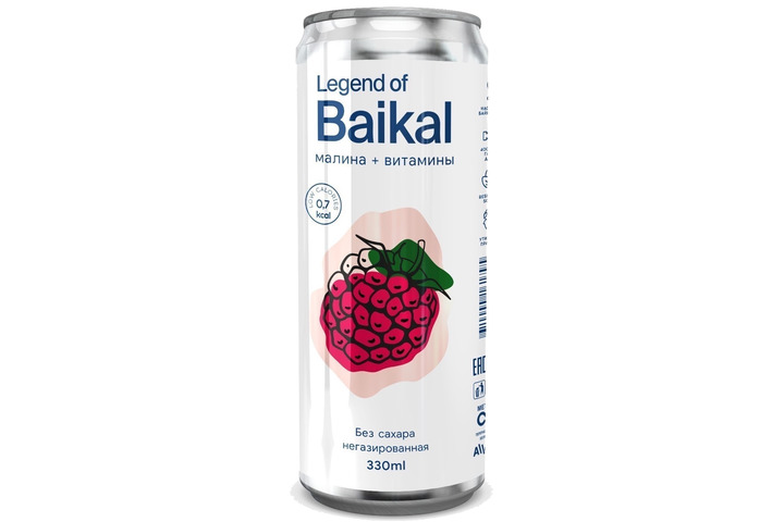 Напиток негазированный Legend of Baikal малина + витамины, 0.33 литра