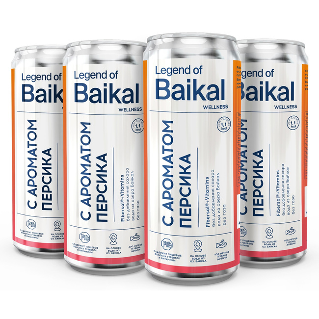 Напиток негазированный Legend of Baikal WELLNESS с ароматом персика, 0.33 литра