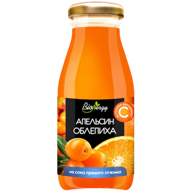 Апельсиново-облепиховый нектар BioNergy, стекло 0.2 литра