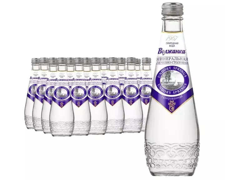 Вода Волжанка лечебно-столовая минеральная, газированная, стекло 0.33 литра Вода Волжанка лечебно-столовая минеральная, газированная, стекло 0.33 литра