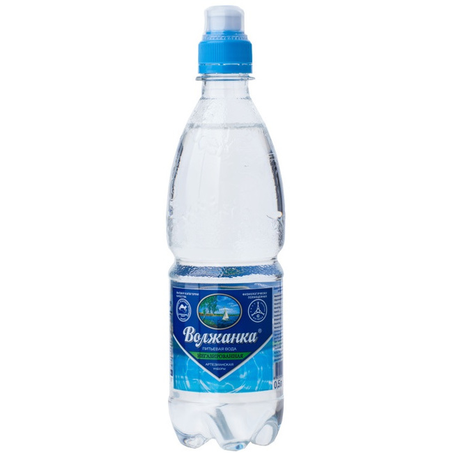 Вода питьевая Волжанка без газа спорт 0.5 литра