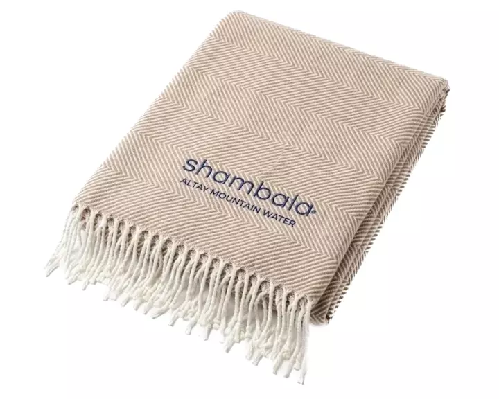 Плед бежевый Shambala 155х150 с бахрамой Плед бежевый Shambala 155х150 с бахрамой