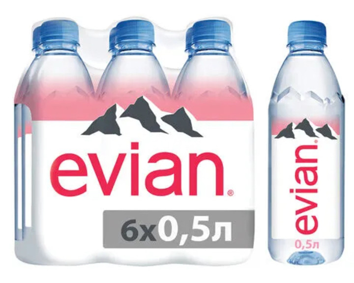 Вода Evian минеральная негазированная, пэт 0.5 литра Вода Evian минеральная негазированная, пэт 0.5 литра