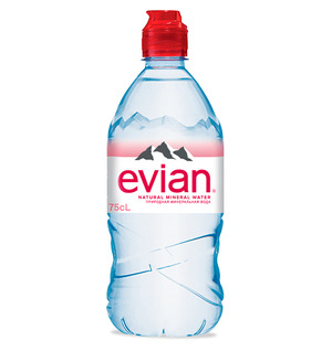 Вода Evian минеральная, негазированная, пэт 0.75 литра, спорт (12 шт.)