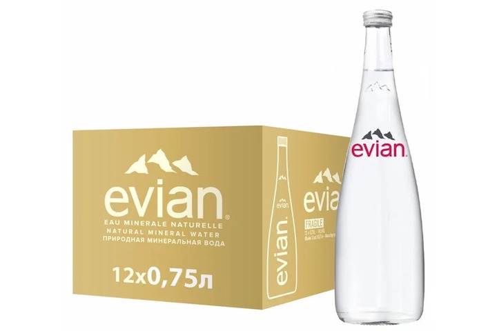 Вода Evian минеральная негазированная, стекло 0.75 литра