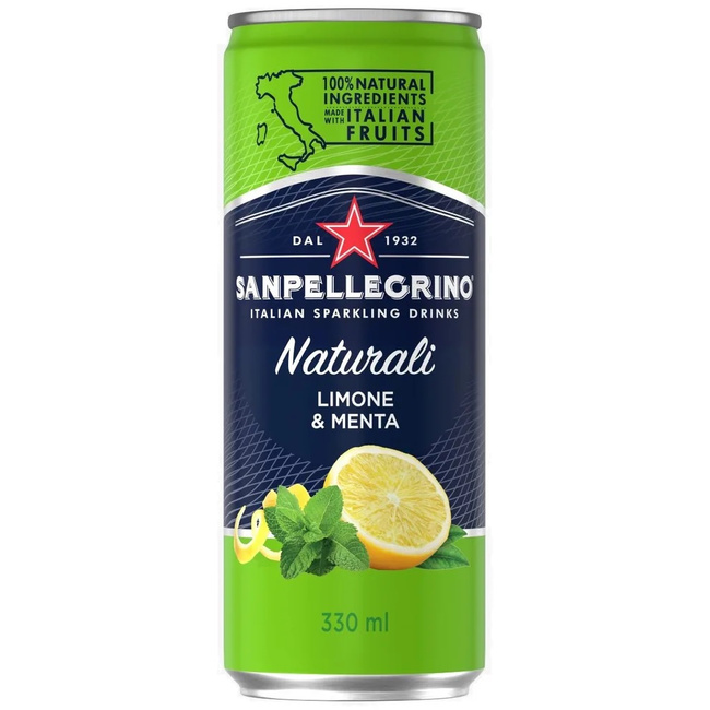 Напиток газированный Sanpellegrino с соком лимона и мяты, 0.33 литра