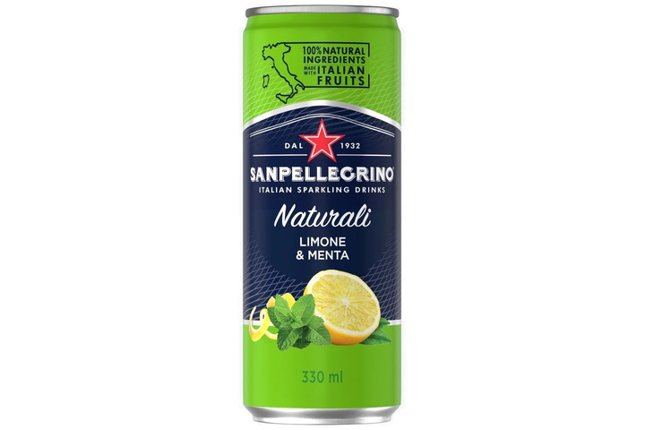 Напиток газированный Sanpellegrino с соком лимона и мяты, 0.33 литра