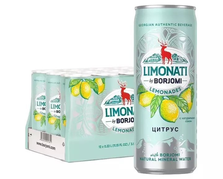 Лимонад Borjomi Limonati грузинский Цитрус, жб 0.33 литра