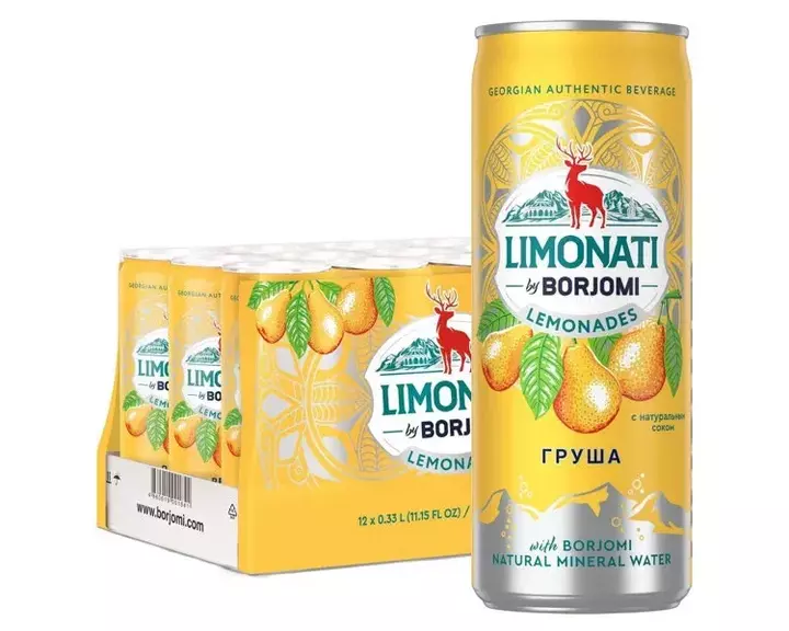 Лимонад Borjomi Limonati грузинский Груша, жб 0.33 литра