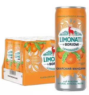 Лимонад Borjomi Limonati грузинский Аджарский мандарин, жб 0.33 литра