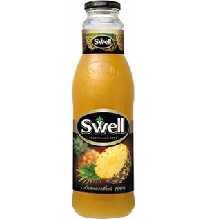 Сок СВЕЛЛ (SWELL) Ананас с мякотью, стекло 0.75 литра 