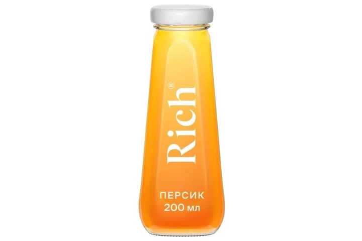 Сок Rich персиковый с мякотью, стекло 0.2 литра