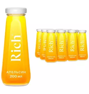 Сок Rich апельсиновый, стекло 0.2 литра