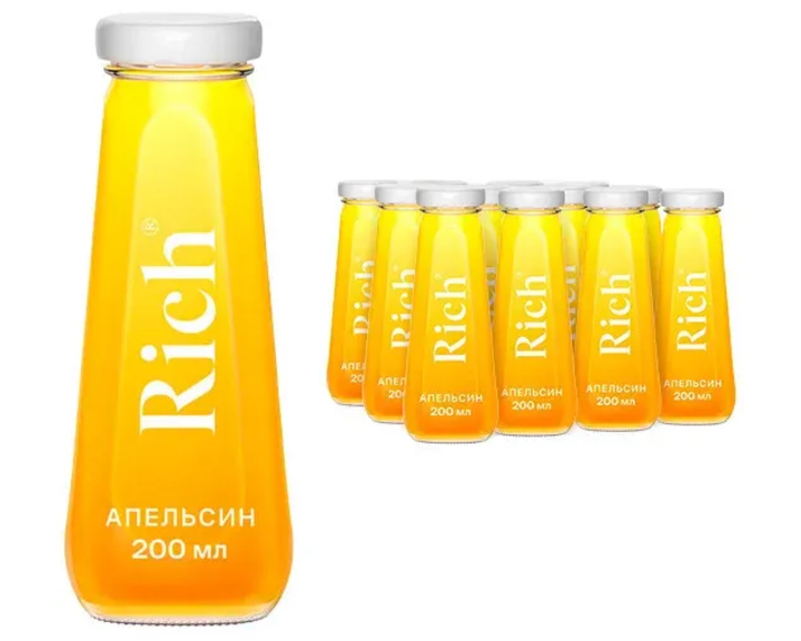 Сок Rich апельсиновый, стекло 0.2 литра Сок Rich апельсиновый, стекло 0.2 литра