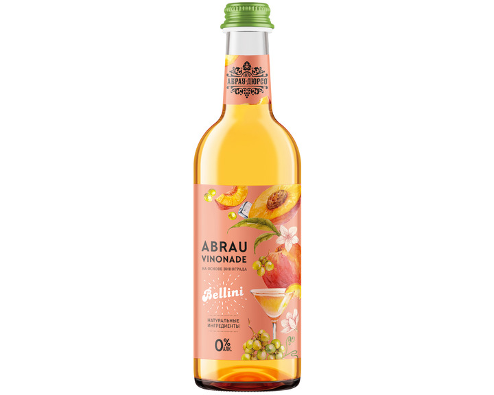 Напиток безалкогольный Abrau Vinonade Bellini сильногазированный, стекло 0.375 литра Напиток безалкогольный Abrau Vinonade Bellini сильногазированный, стекло 0.375 литра